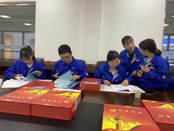4月18日，制氣車間黨支部與質(zhì)量監(jiān)督檢驗部黨支部在彬州公司會議室開展對標(biāo)交流活動。查閱制氣車間黨支部黨建臺賬畫面。.jpg